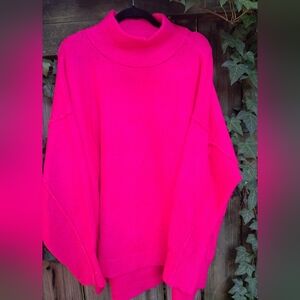 Crown & Ivy Vibrant Pink Turtleneck Sweater